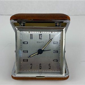 Vintage Equity Travel Alarm Clock in Clam Shell Case Working